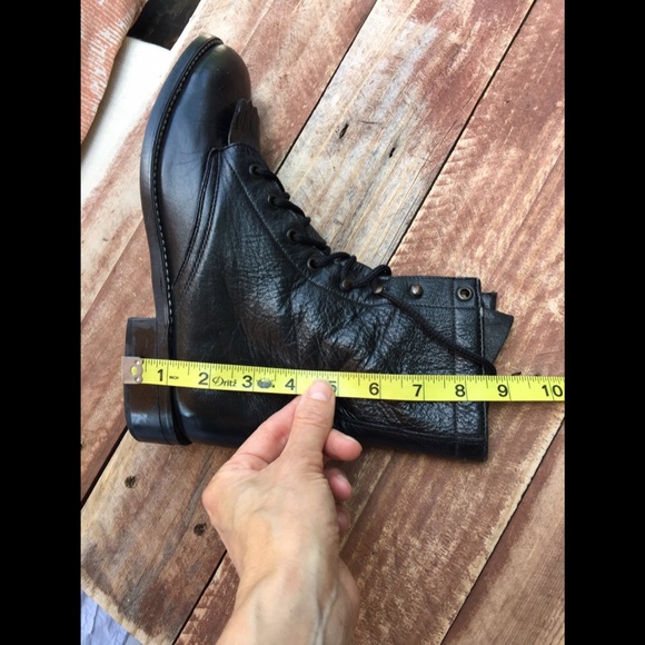Vintage 100% Genuine Leather Lace up Boot Justin Women’s Black - Picture 14 of 15